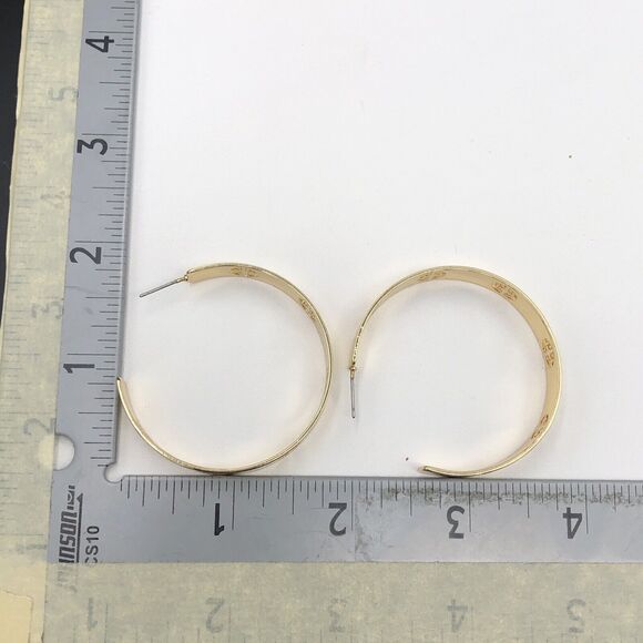 Hoop Earrings Chunky Gold Tone Cutout - Picture 5 of 5